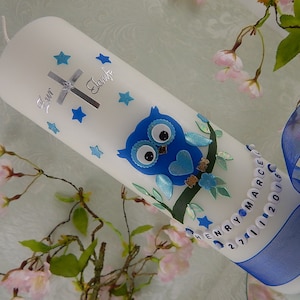 Baptism Candle - Christening candle owl - personalised candles - Christening gifts