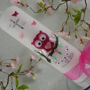 Baptism Candle - Christening candle owl - personalised candles - Christening gifts