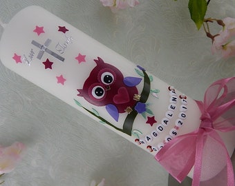 Baptism Christening Candle owl 250/70 cm