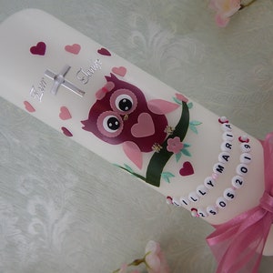 Baptism Candle - Christening candle owl - personalised candles - Christening gifts