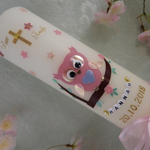 Baptism Communion candle - Candle - Christening candle owl - personalised candles - Christening gifts