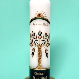 Taufkerze mit Baum des Lebens –  modern, individuell & hochwertig gefertigt