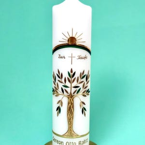 Taufkerze mit Baum des Lebens –  modern, individuell & hochwertig gefertigt