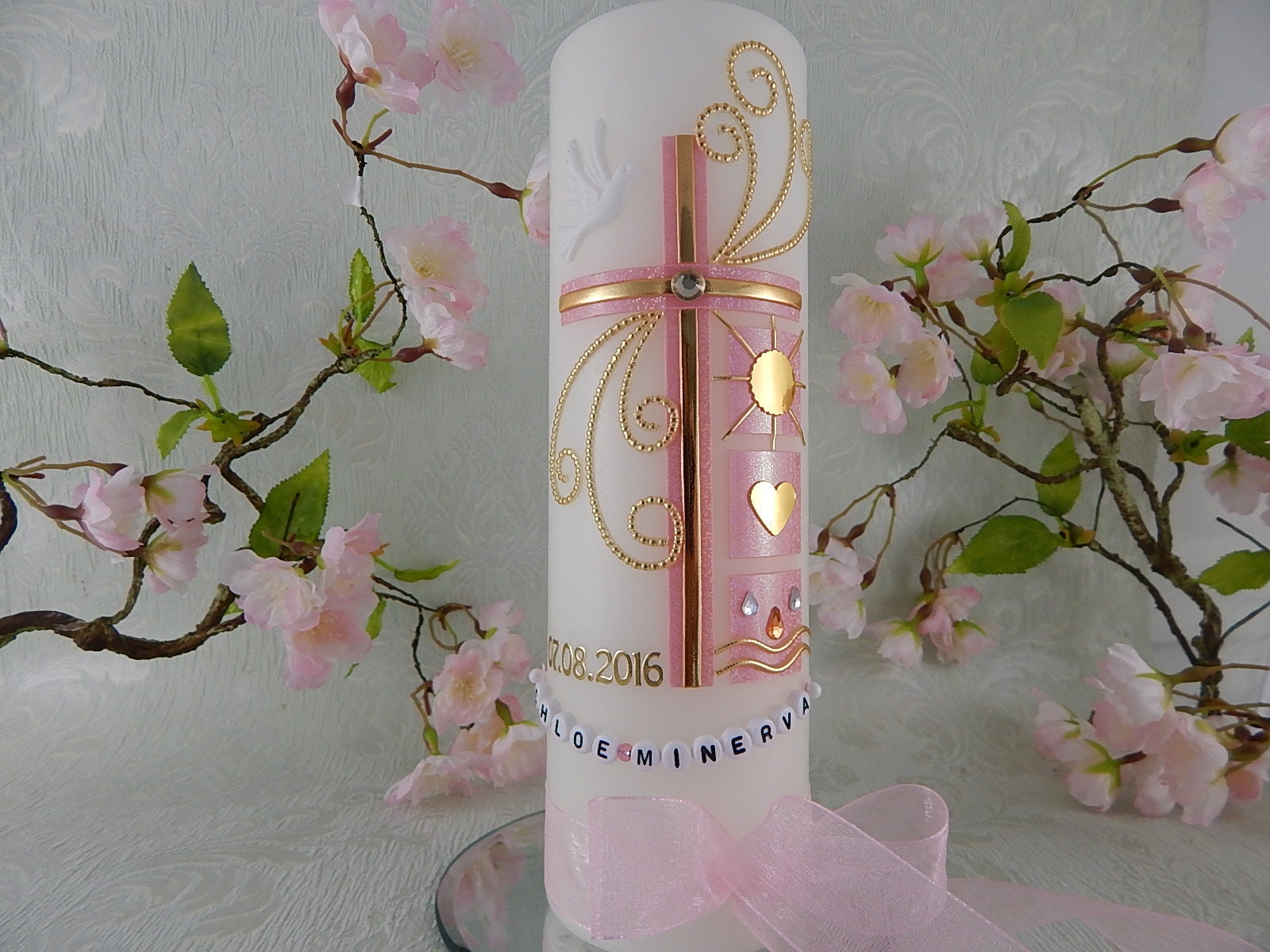 Christening Baptismcandle Candle Cross Personalised Etsy