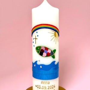 Baptism Candle - Christening candle fish - personalised candles - Christening gifts