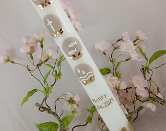 Christening candle - baptism candle - christliche symbole - communion candle - personalised candles - communion gifts