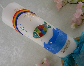 Baptism Candle - Christening candle fish - personalised candles - Christening gifts
