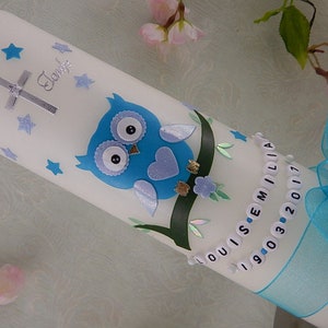 Baptism Candle - Christening candle owl - baptism candle - personalised candles - Christening gifts