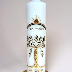 Taufkerze mit Baum des Lebens –  modern, individuell & hochwertig gefertigt