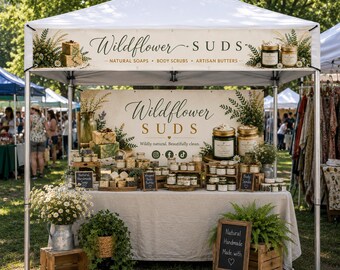 Custom Vendor Booth Banner Set, Front and Back Canopy Banners, Pop Up Tent Display for Craft Shows & Markets