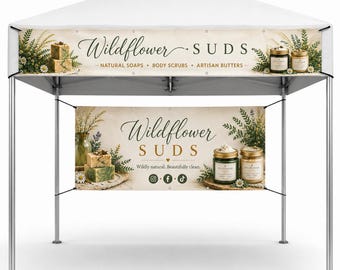 Custom Canopy Banner Set, Front & Back Booth Vinyl Banners, Full Color Trade Show, Pop Up Craft Fair and Farmers Market Display