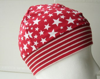 Mädchen - Mütze  Beanie Stars & Stripes rot 51-53