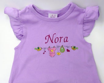 Girls Romper, monogrammed bubble, personalized sunsuit, baby girl clothing, 1st birthday gift, birthday outfit