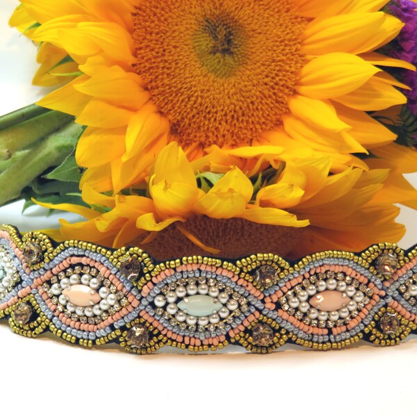 Morning Glory Beaded Headband