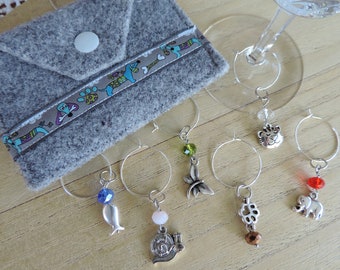Glass markers in a set of 6 for animal lovers