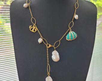 Beautiful stainless steel statement necklace, summer necklace