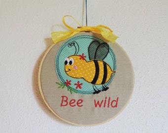 Embroidery picture bee