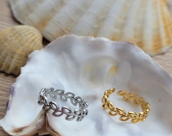 Ring tendril ring stainless steel gold or silver