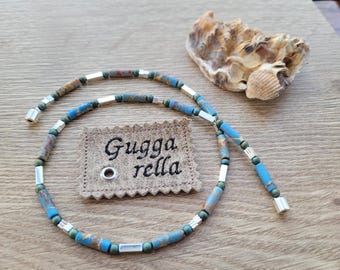 Blue natural stone necklace with magnetic clasp