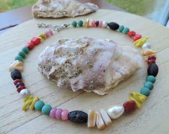 Colorful gemstone necklace combination necklace