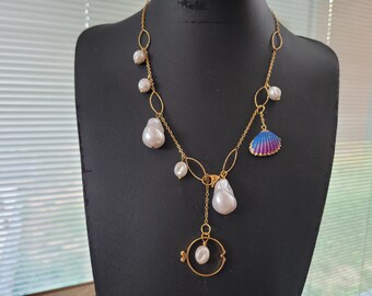 Beautiful stainless steel statement necklace, summer necklace