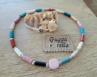 Pastel-colored necklace made of Greek ceramic beads
