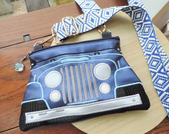 Funny shoulder bag Jessie with wide strap and dill flower pendant