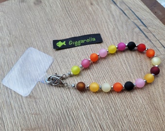 short mobile phone chain with patch Polaris beads