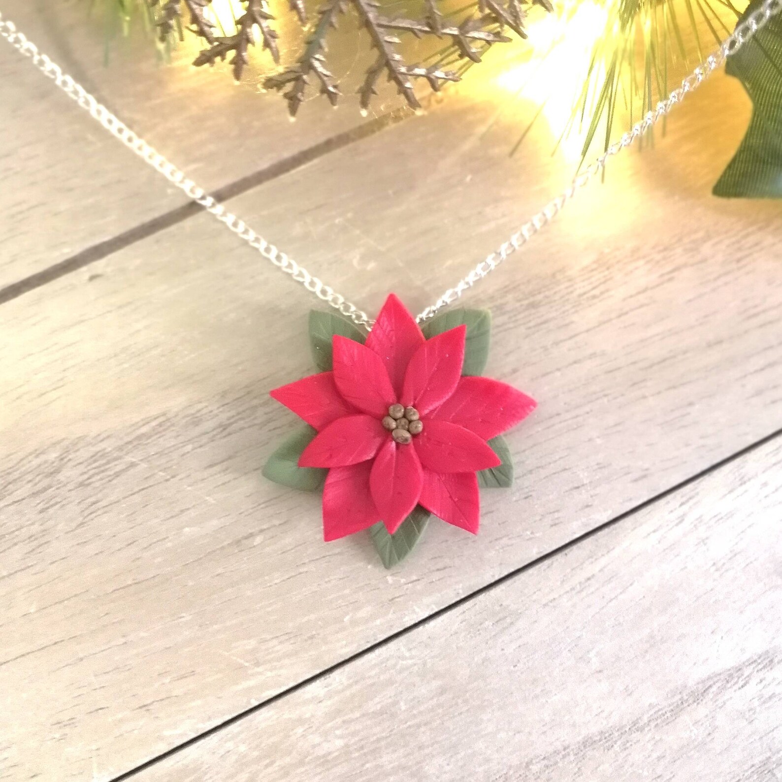 Poinsettia necklace Clearance