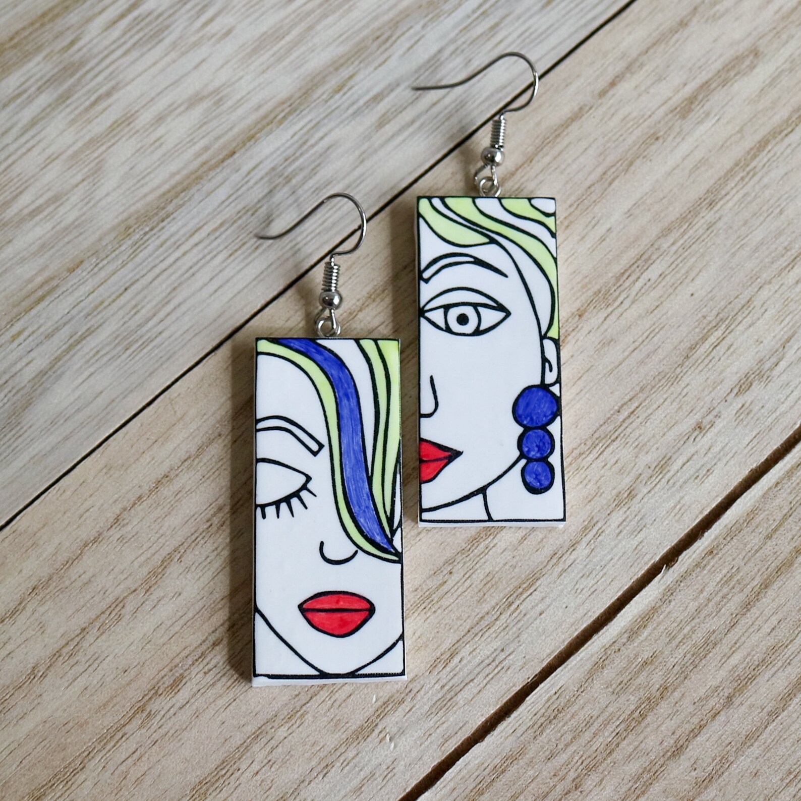 Contemporary Jewelry Funky Earrings Ceramic Pop Art Earrings Etsy
