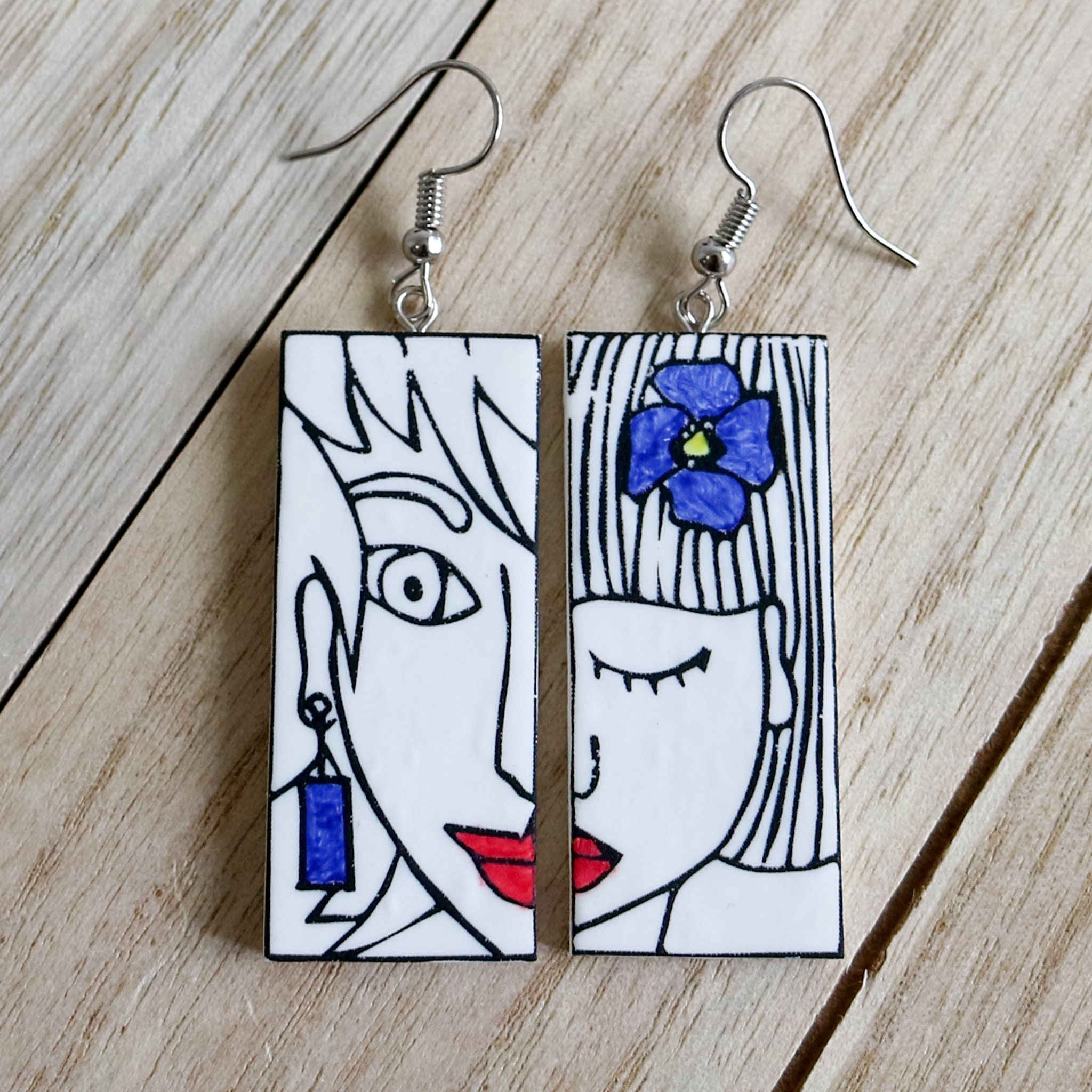 Contemporary Jewelry Funky Earrings Ceramic Pop Art Earrings Etsy