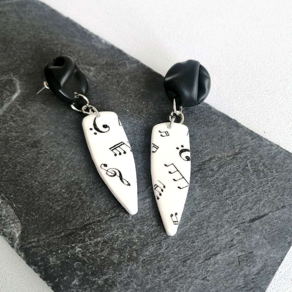 Music Themed Jewelry Black and White Statement Jewelry Large Etsy