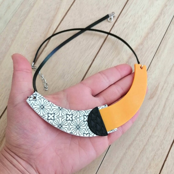 Yellow Jewelry Set Contemporary Jewelry Mustard Necklace and Mismatched Earrings Bold Bib Necklace Semicircle Earrings Statement Jewelry Etsy Canada