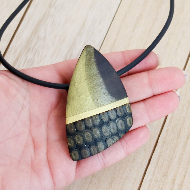 Black and gold jewelry Abstract pendant necklace Big dangle earrings Modern Contemporary jewelry Statement necklace Tribal earrings for her