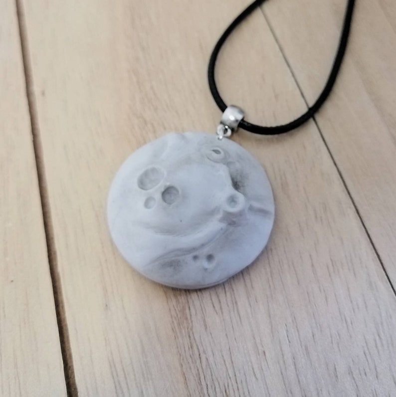 Realistic moon jewelry Moon pendant necklace and tiny stud earrings