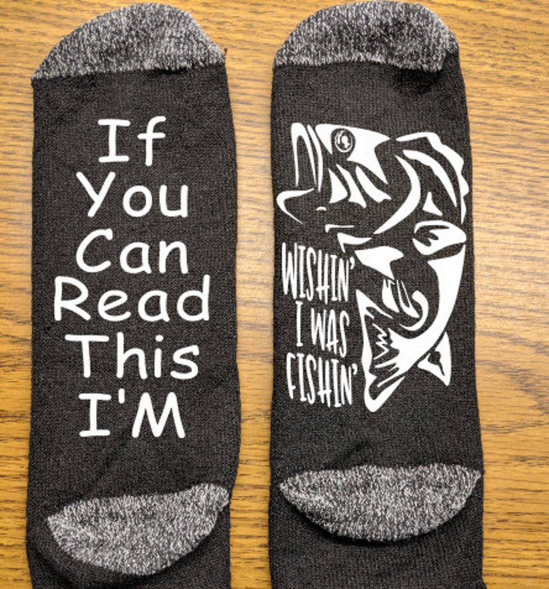 Wishing I Was Fishing Bass Fish Socks Bass Fishermen Dad Etsy