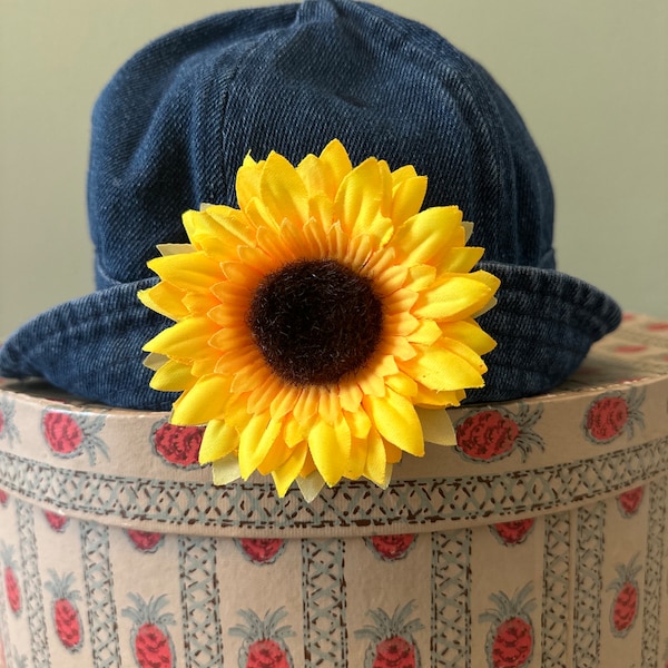 90s Baby Nostalgia Denim Sunflower Hat