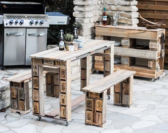 Pallet furniture: Very solidly processed set