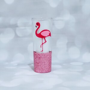 Flamingo Glitter Shot Glass: Birthday Gift