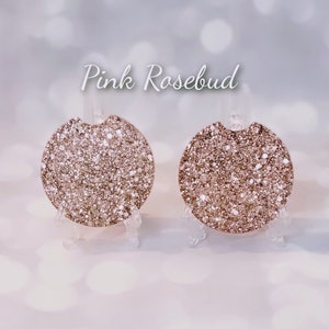 Glitter Car Coasters Set of 2 Pink Rosebud
