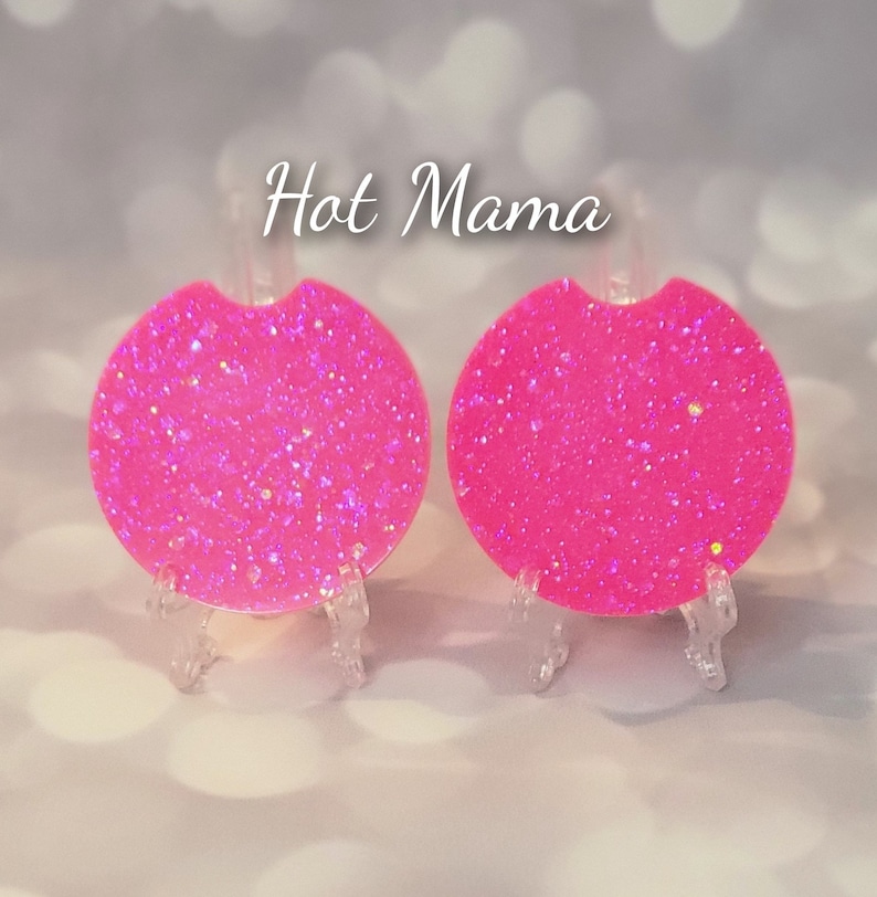 Glitter Car Coasters Set of 2 Hot Mama
