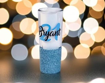 21st Birthday Glitter Shot Glass: Personalized Party Favor