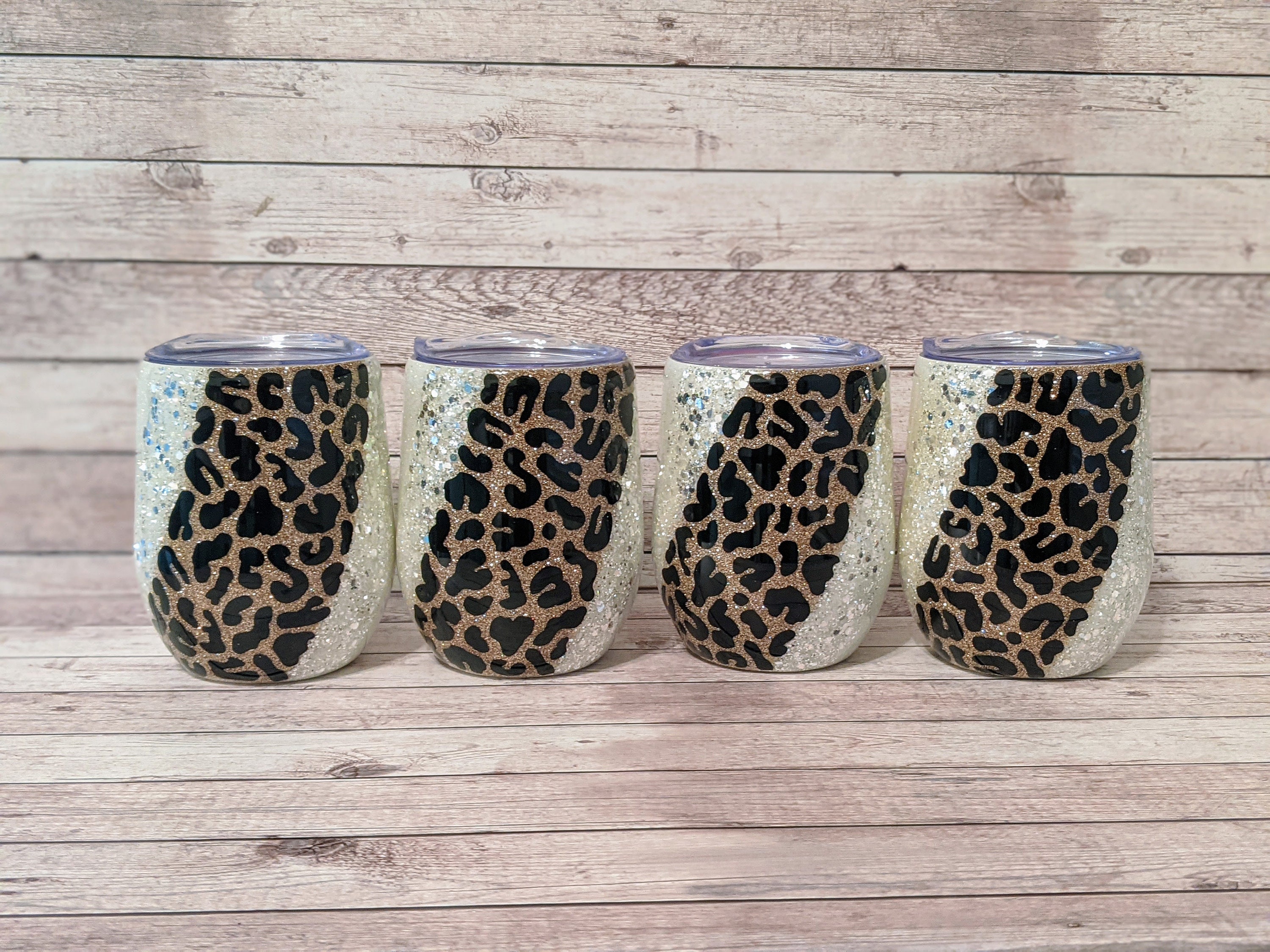Leopard Cheetah Glitter Wine Tumbler Etsy
