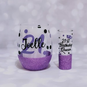 Birthday Glitter Wine Glass, Birthday Wine Glass, Birthday Shot Glass