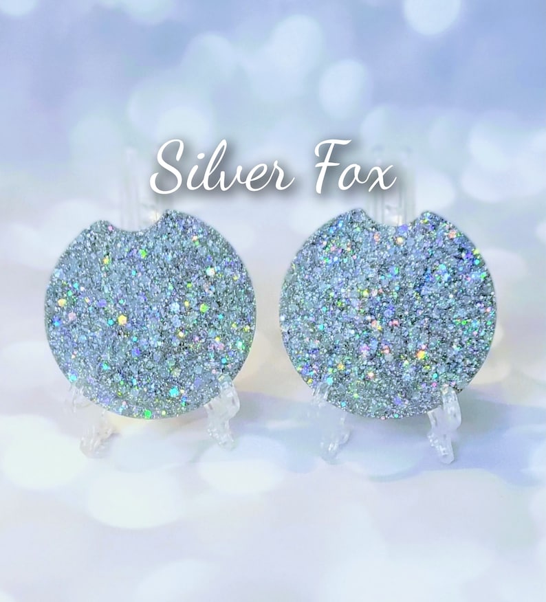 Glitter Car Coasters Set of 2 Silver Fox