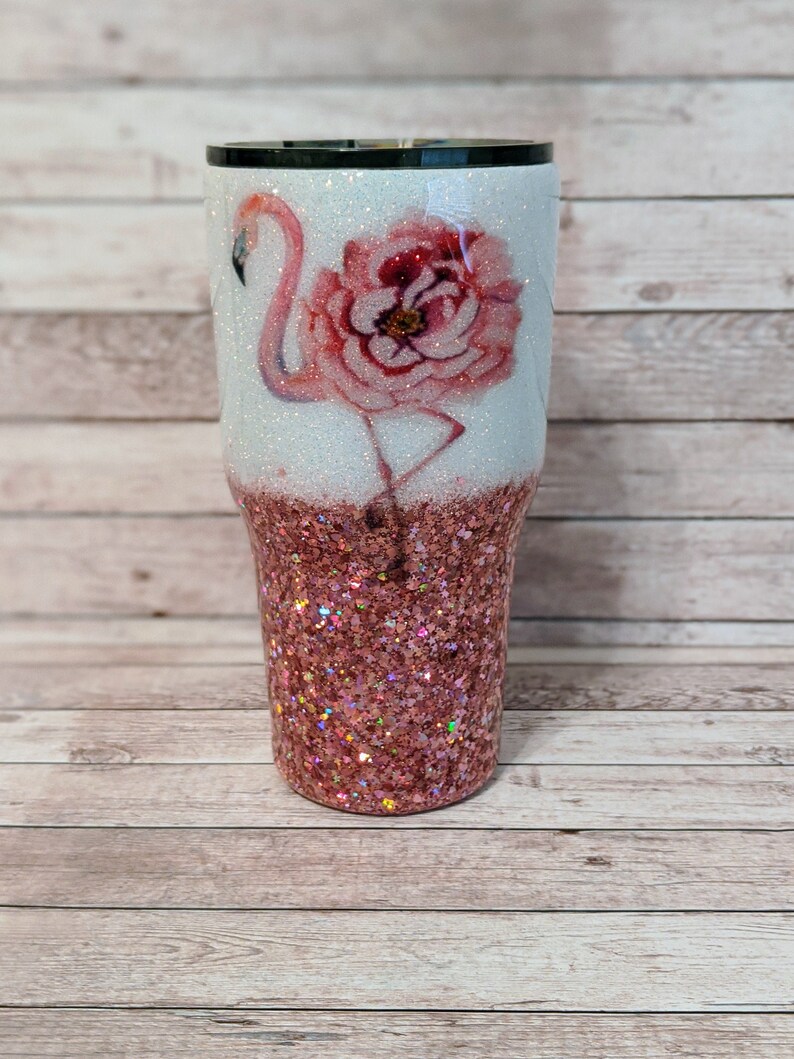 Glitter Tumbler Personalized Glitter Tumbler Flamingo