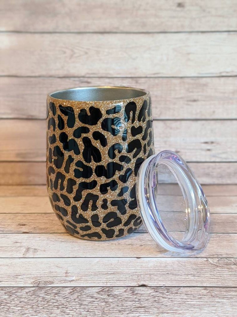 Leopard Cheetah Glitter Wine Tumbler Etsy
