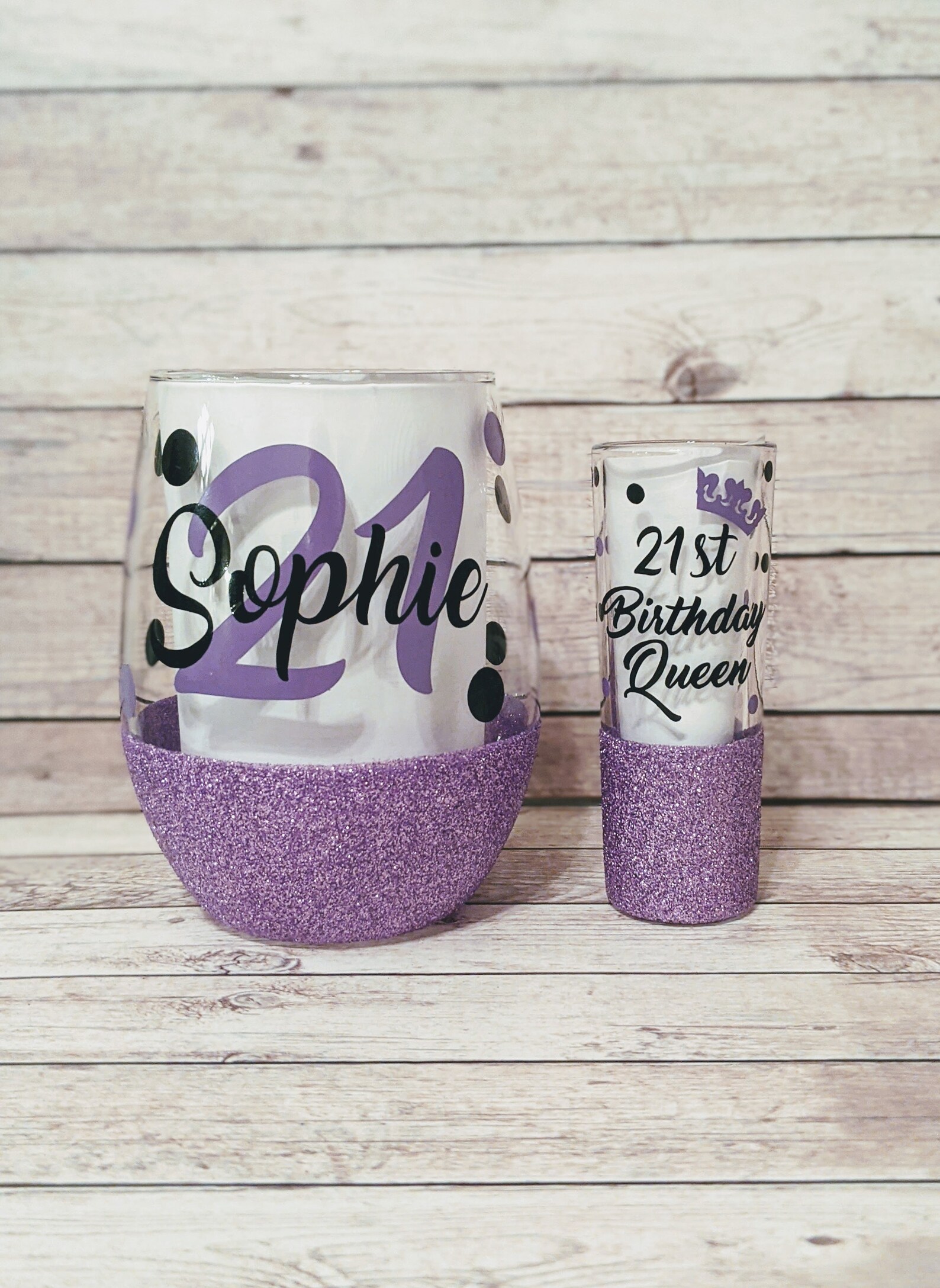 Birthday Girl Wine Glass Glitter Shot Glass Etsy