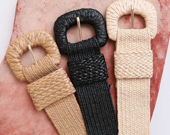 Bestseller - Raffia Stretch Belt Bohemian belt boho belt natural belt fashion belt womens woman belt womans belt black beach belt