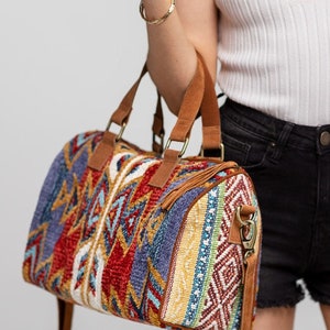 Tulum Mini Travel Bag - Duffle Aztec Print Boho Bohemian Duffel Bag - Great Gift for best friend carry on ethnic purse handmade